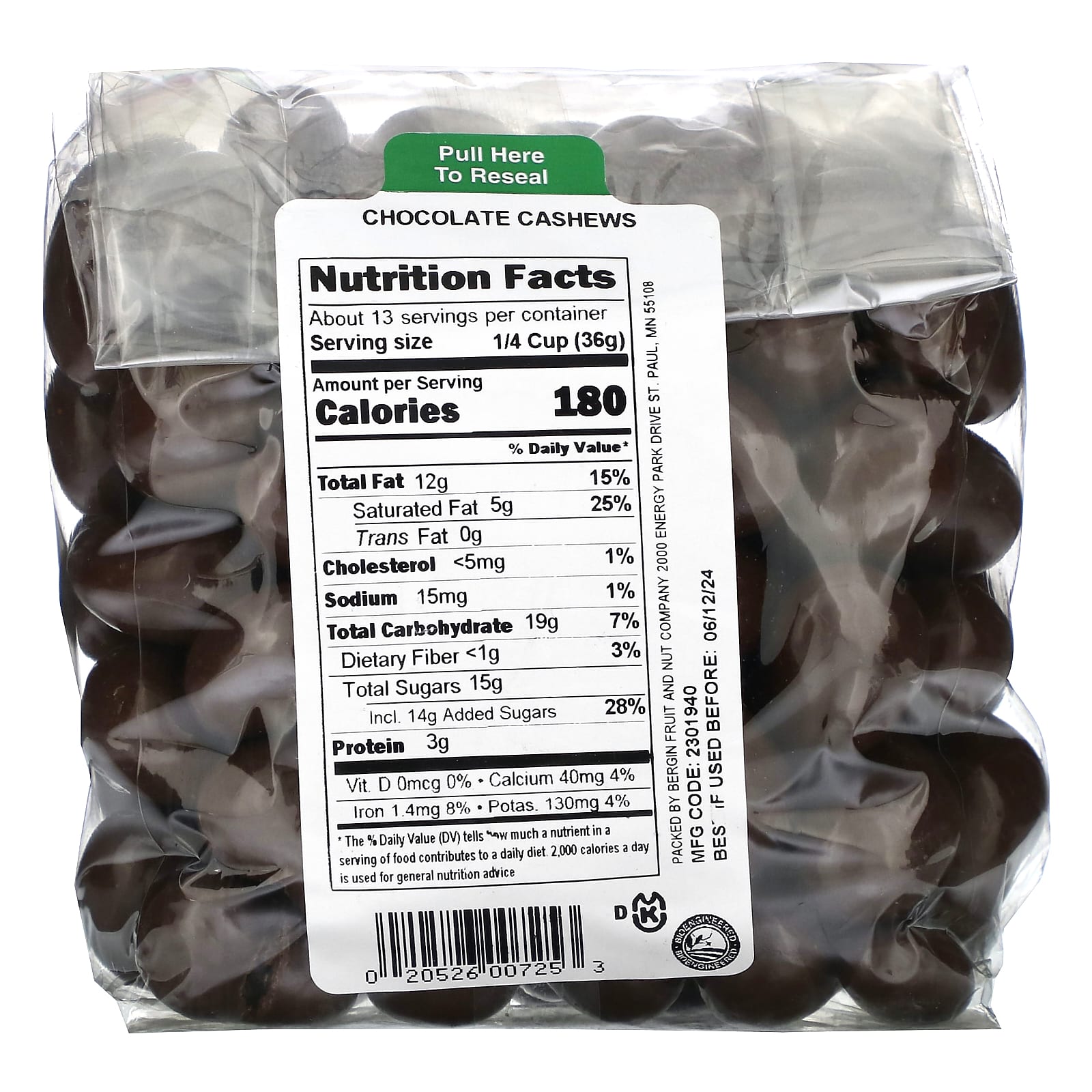 Bergin Fruit And Nut Company Chocolate Cashews 16 Oz 454 G