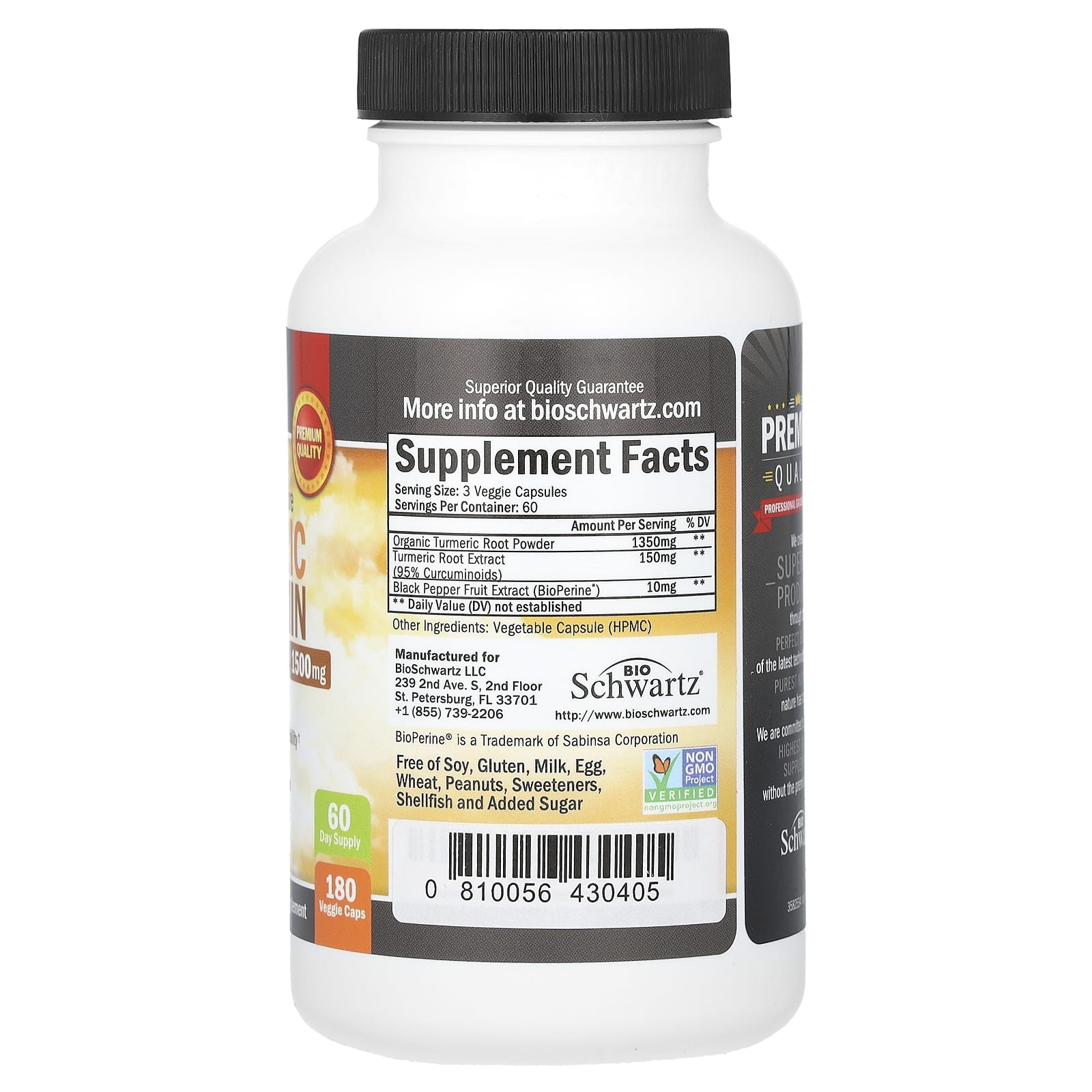 Bioschwartz Premium Ultra Pure Turmeric Curcumin With Bioperine