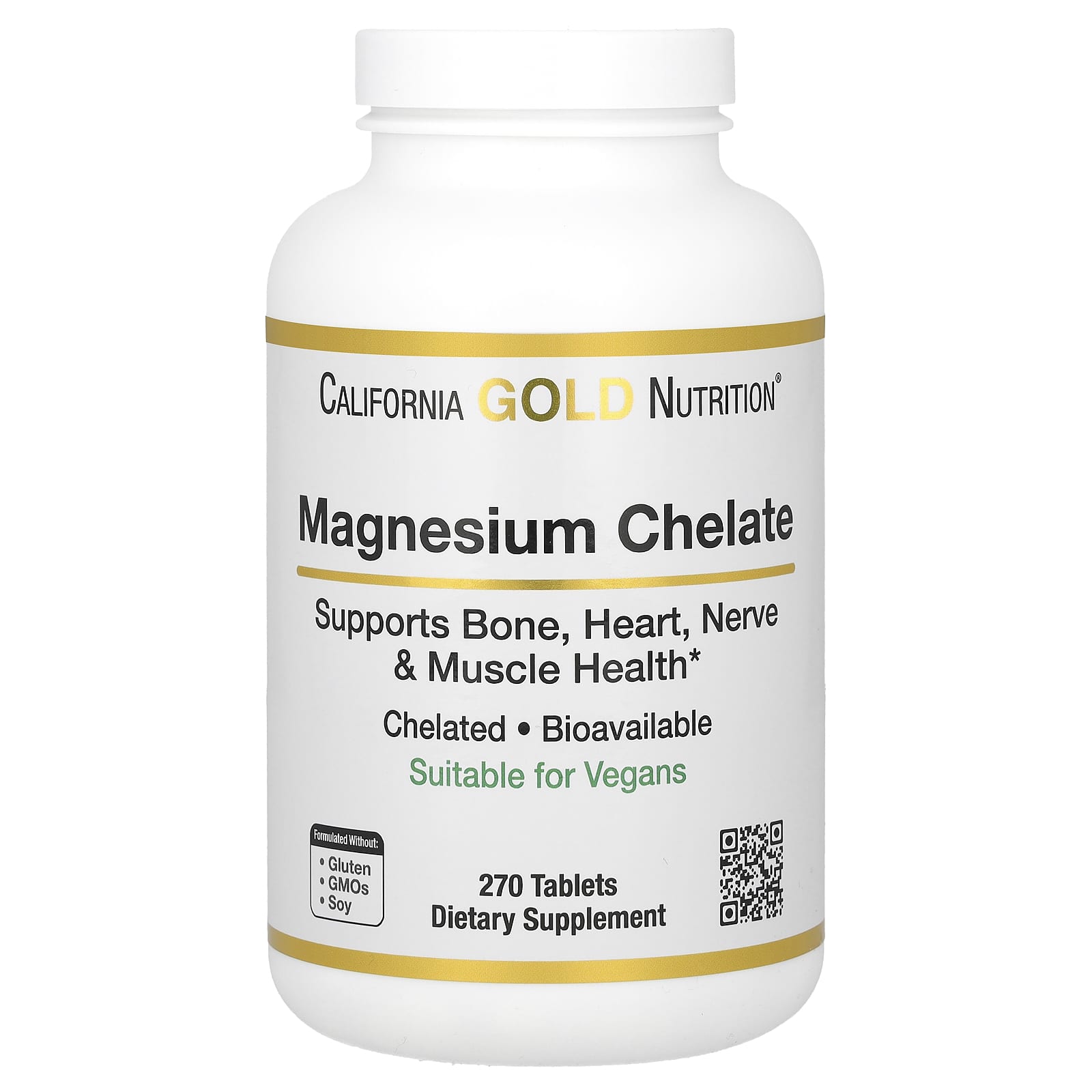 California Gold Nutrition Magnesium Chelate 210 Mg 270 Tablets