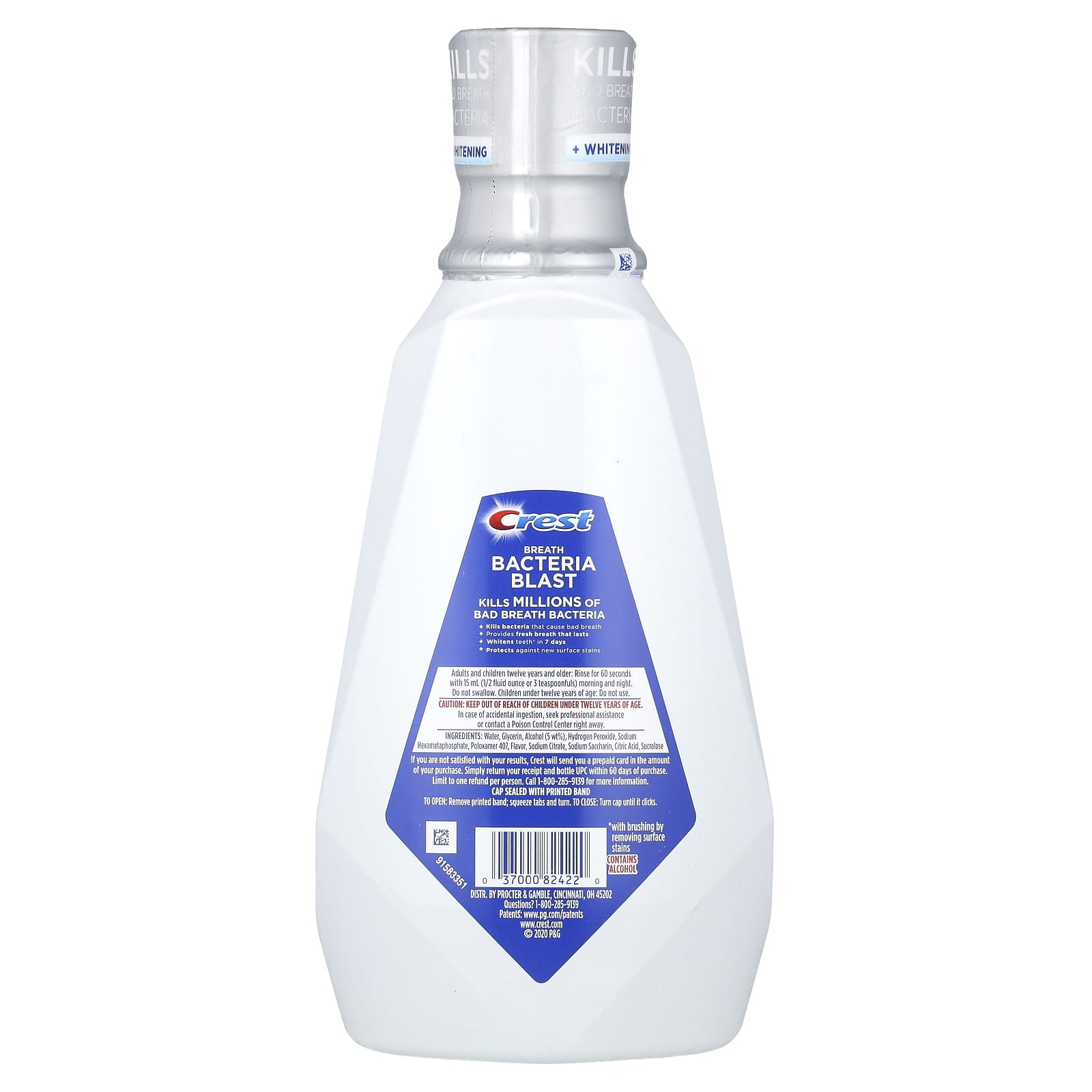 Crest Multi Care Whitening Mouthwash Breath Bacteria Blast Icy Cool