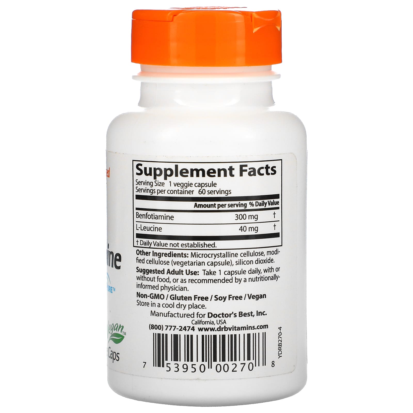 Doctor S Best Benfotiamine With BenfoPure 300 Mg 60 Veggie Caps