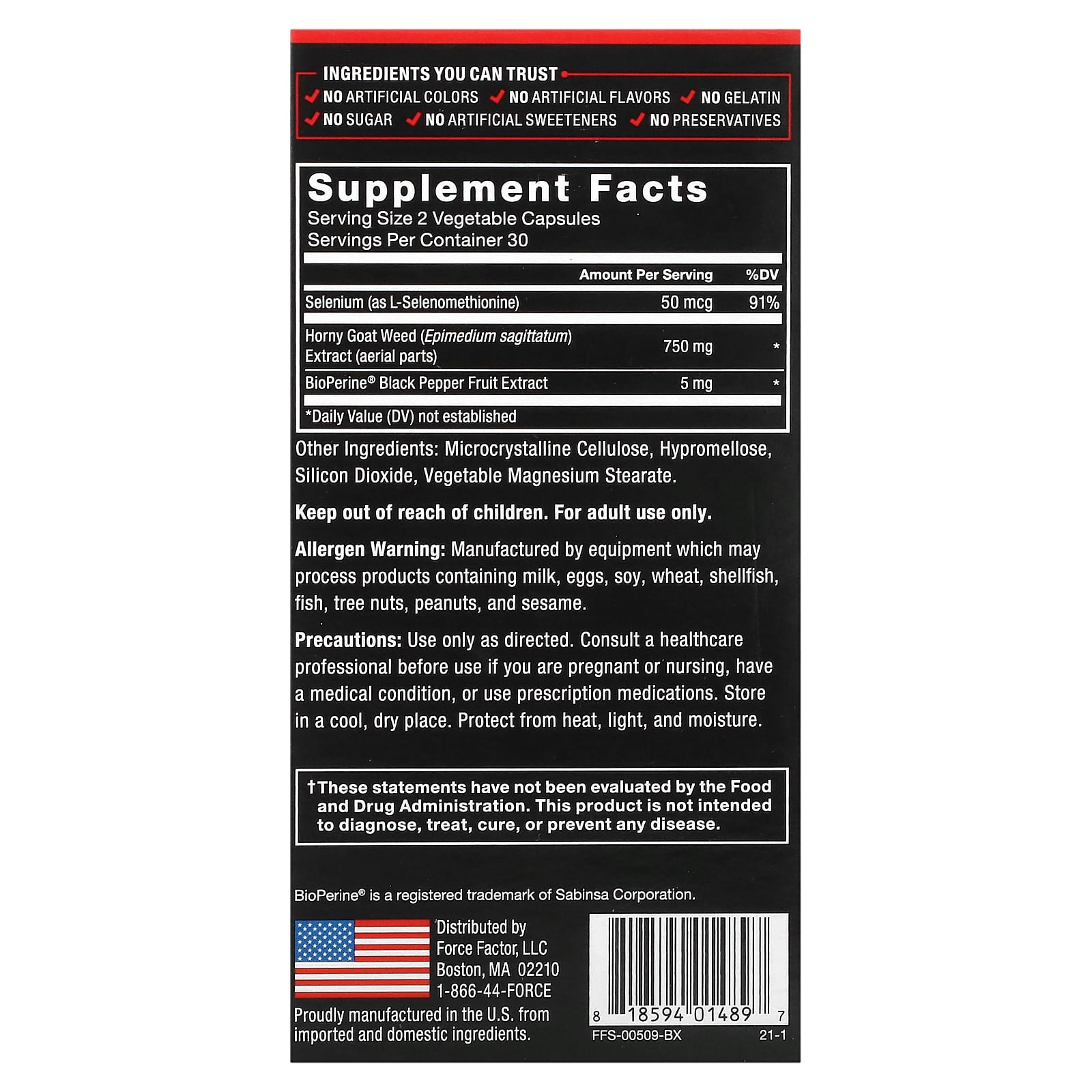 Force Factor Fundamentals Horny Goat Weed 60 Capsules