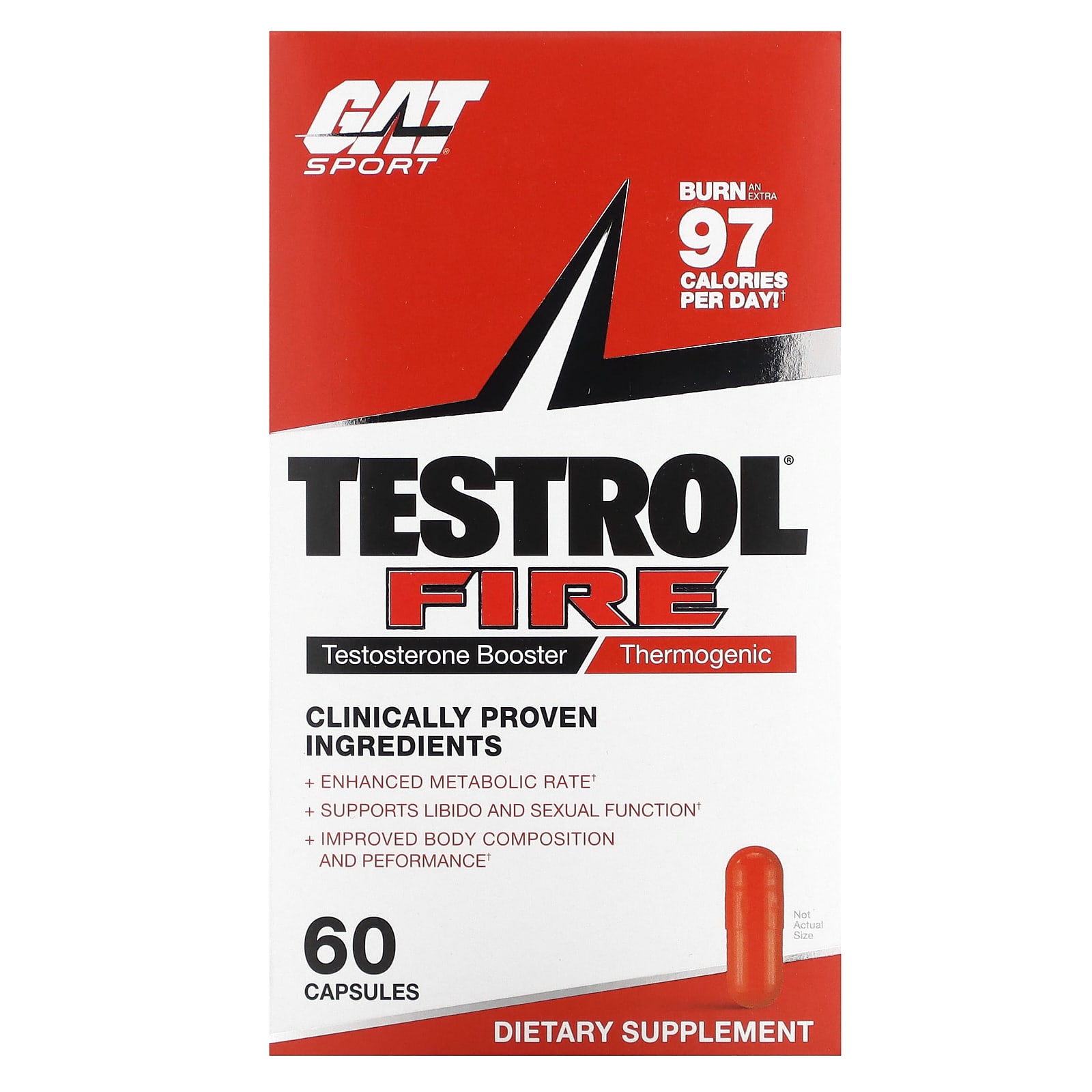 Gat Testrol Fire Potenciador De Testosterona Termog Nico C Psulas