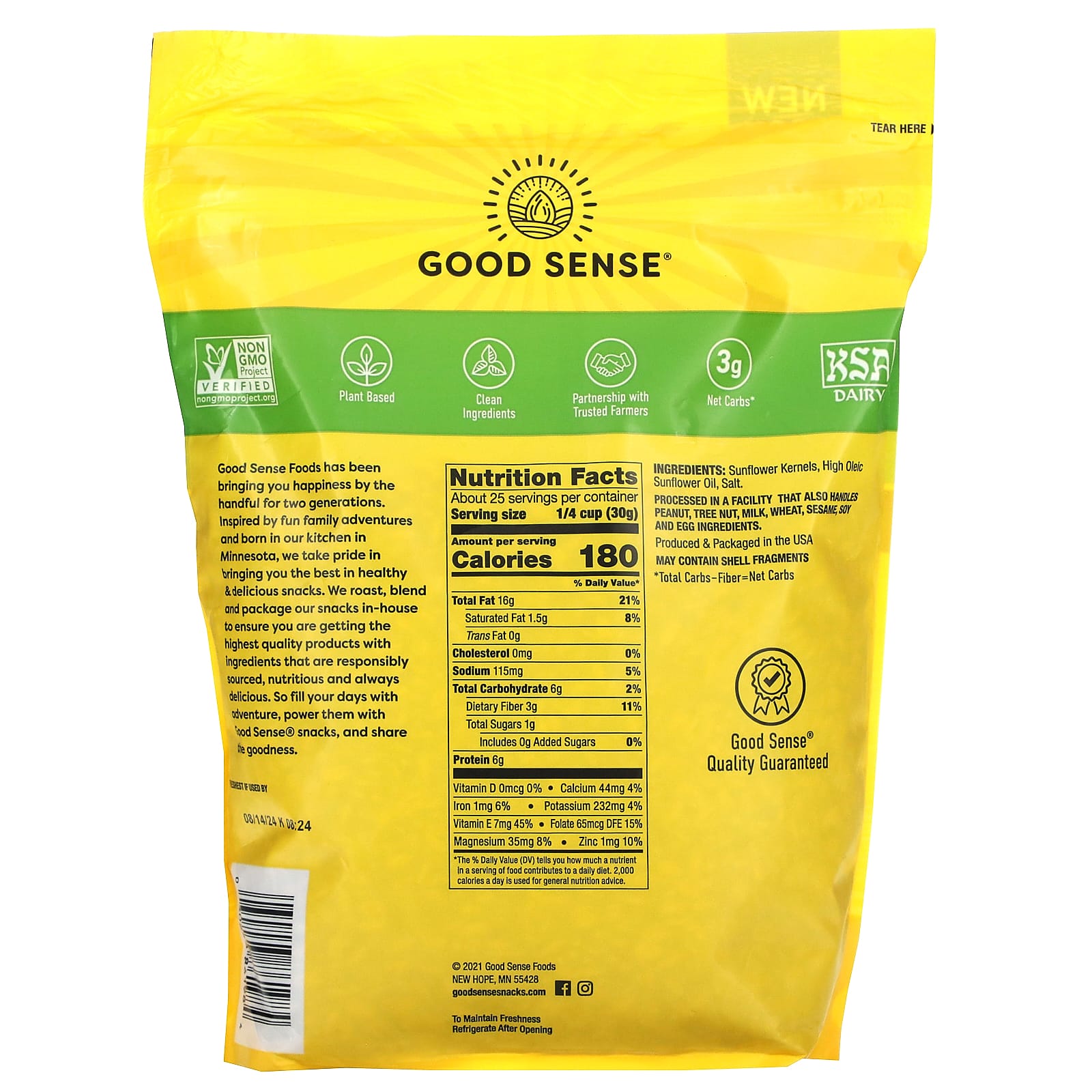 Good Sense Sunflower Kernels Salted Roasted 26 Oz 737 G