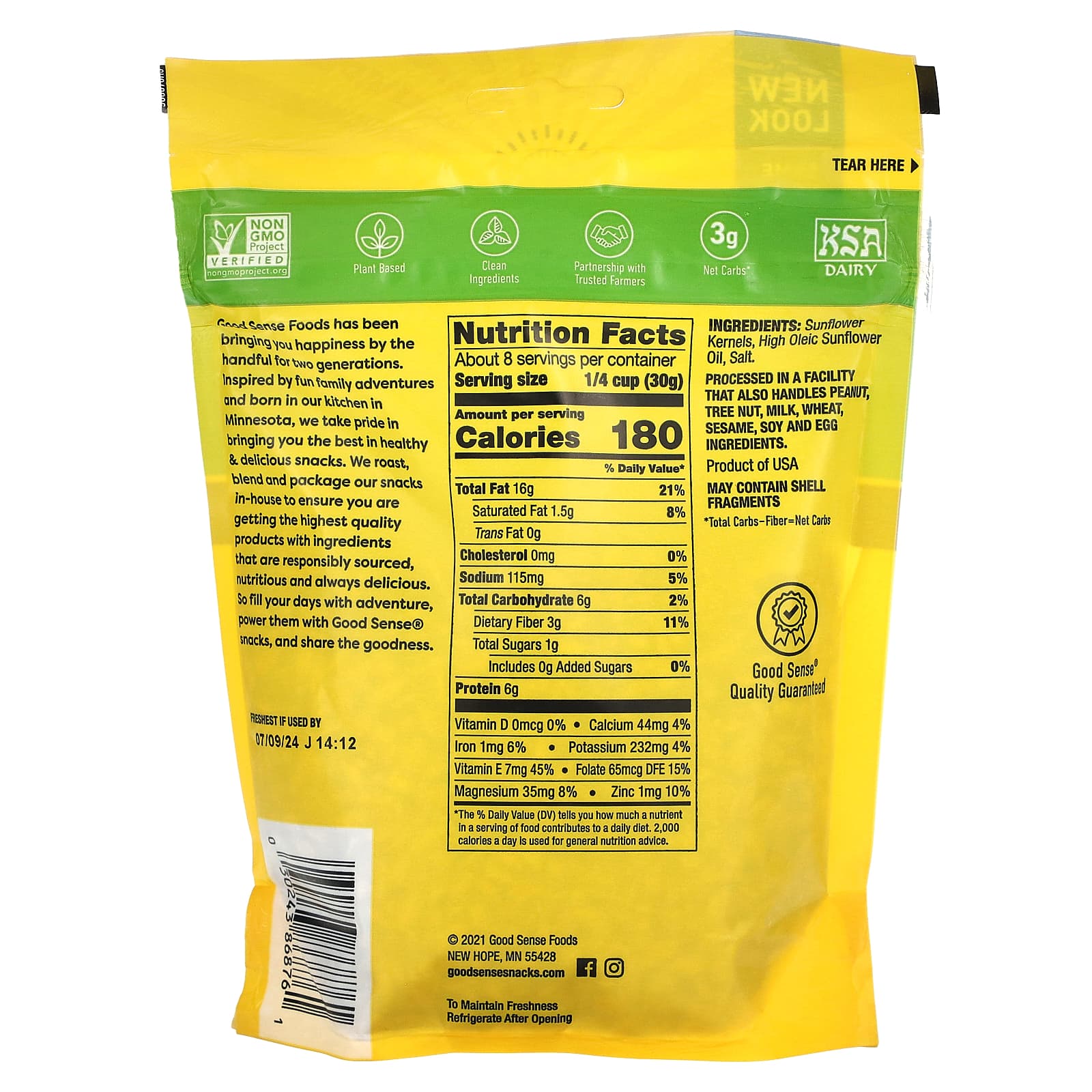 Good Sense Sunflower Kernels Salted Roasted 8 Oz 227 G