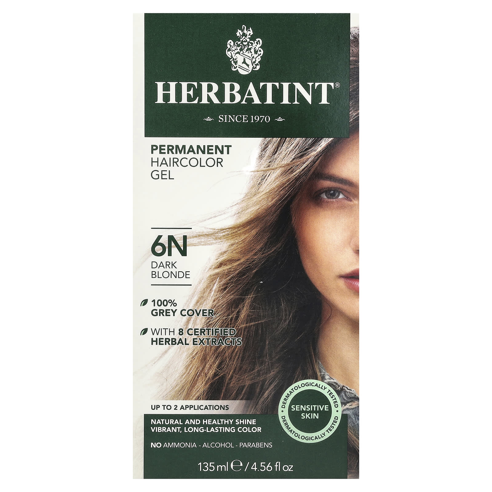 Herbatint Permanent Haircolor Gel 6N Dark Blonde 4 56 Fl Oz 135 Ml