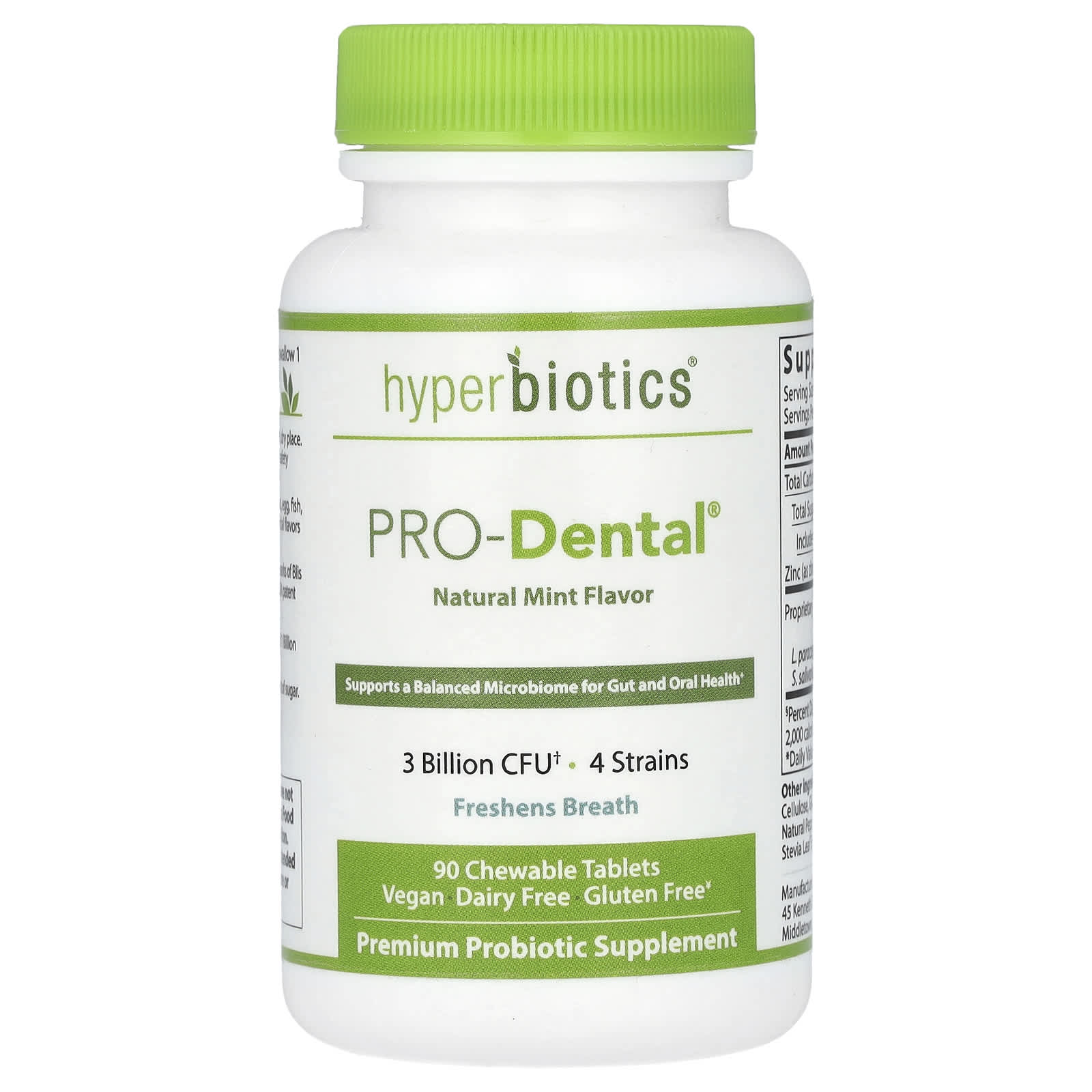 Hyperbiotics Pro Dental Natural Mint Billion Cfu Chewable Tablets