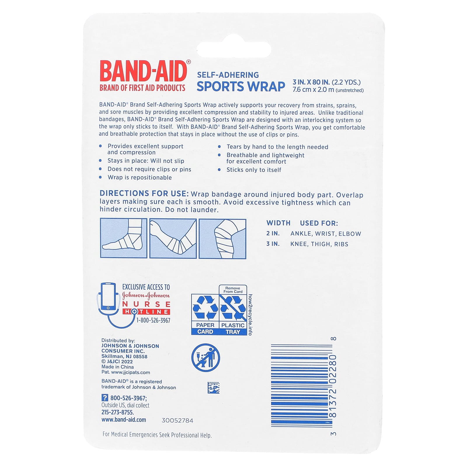 Johnson And Johnson Band Aid Self Adhering Sports Wrap Roll