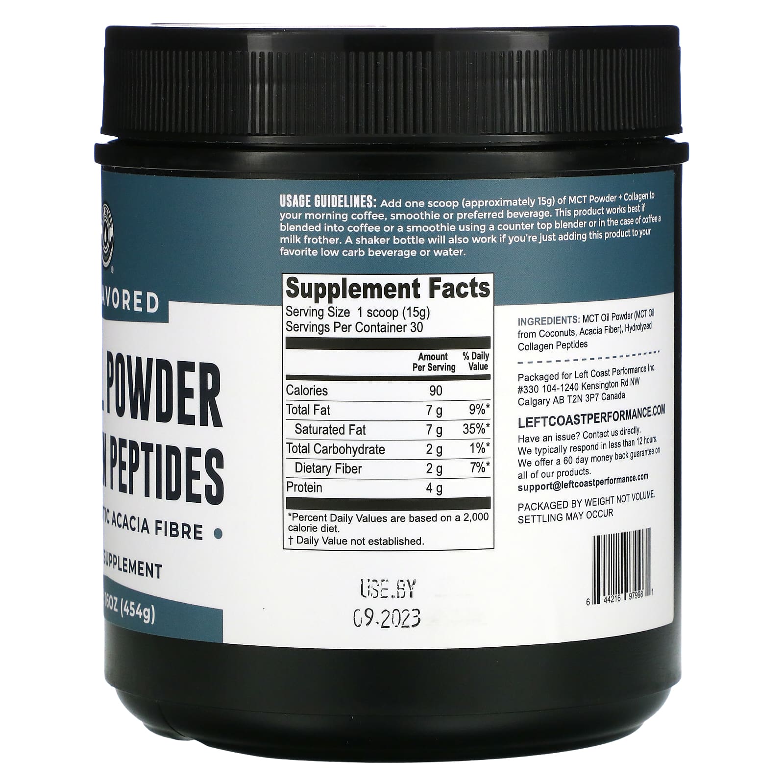 Left Coast Performance MCT Oil Powder Collagen Peptides With Prebiotic