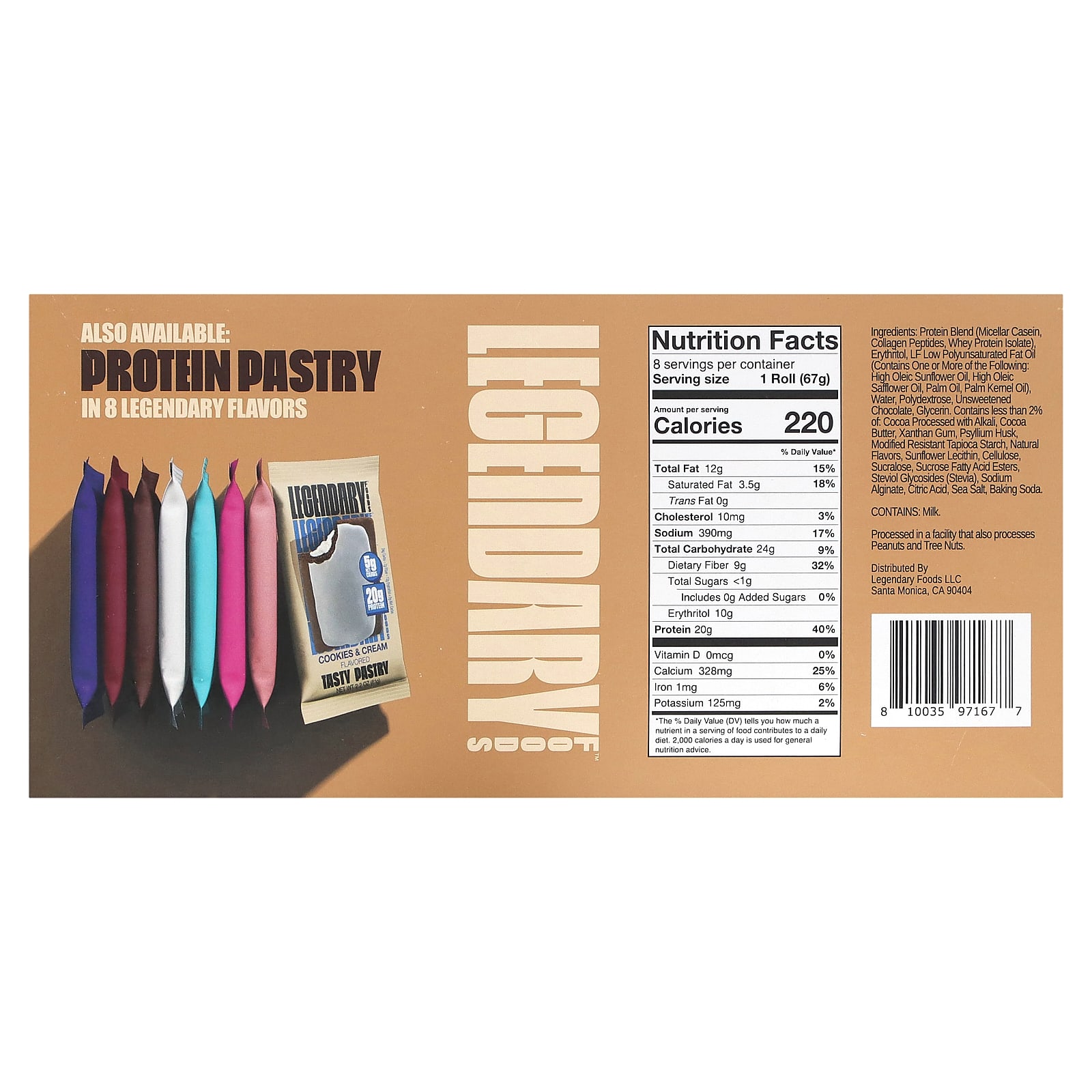 Legendary Foods Protein Sweet Roll Chocolate 8 Pack 2 4 Oz 67 G Each