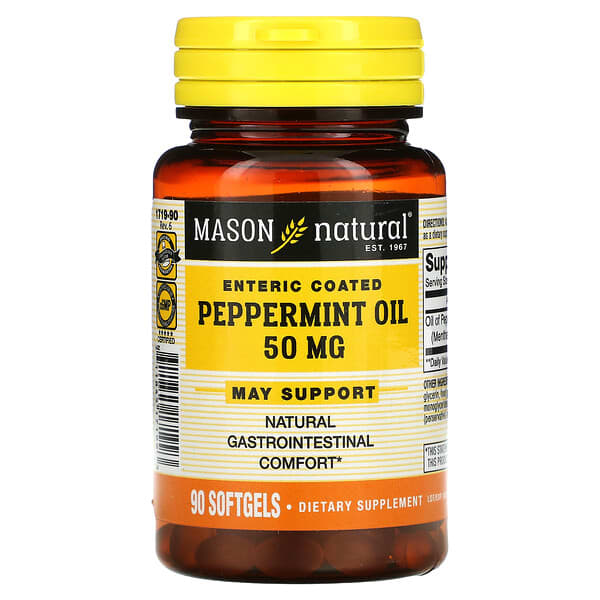 Mason Natural Peppermint Oil Enteric Coated 50 Mg 90 Softgels