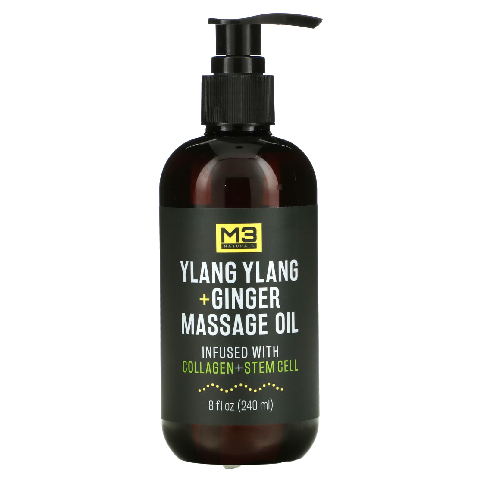 M3 Naturals Ylang Ylang Ginger Massage Oil 8 Fl Oz 240 Ml