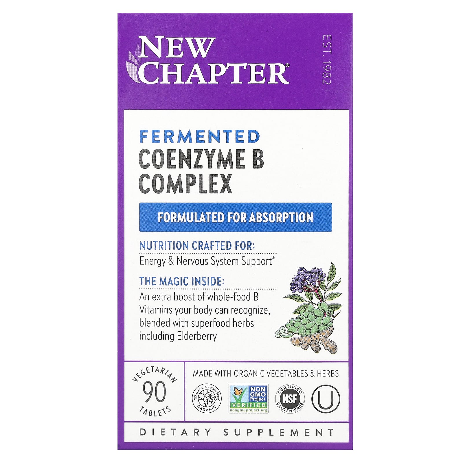 New Chapter Fermented Coenzyme B Complex 90 Vegetarian Tablets