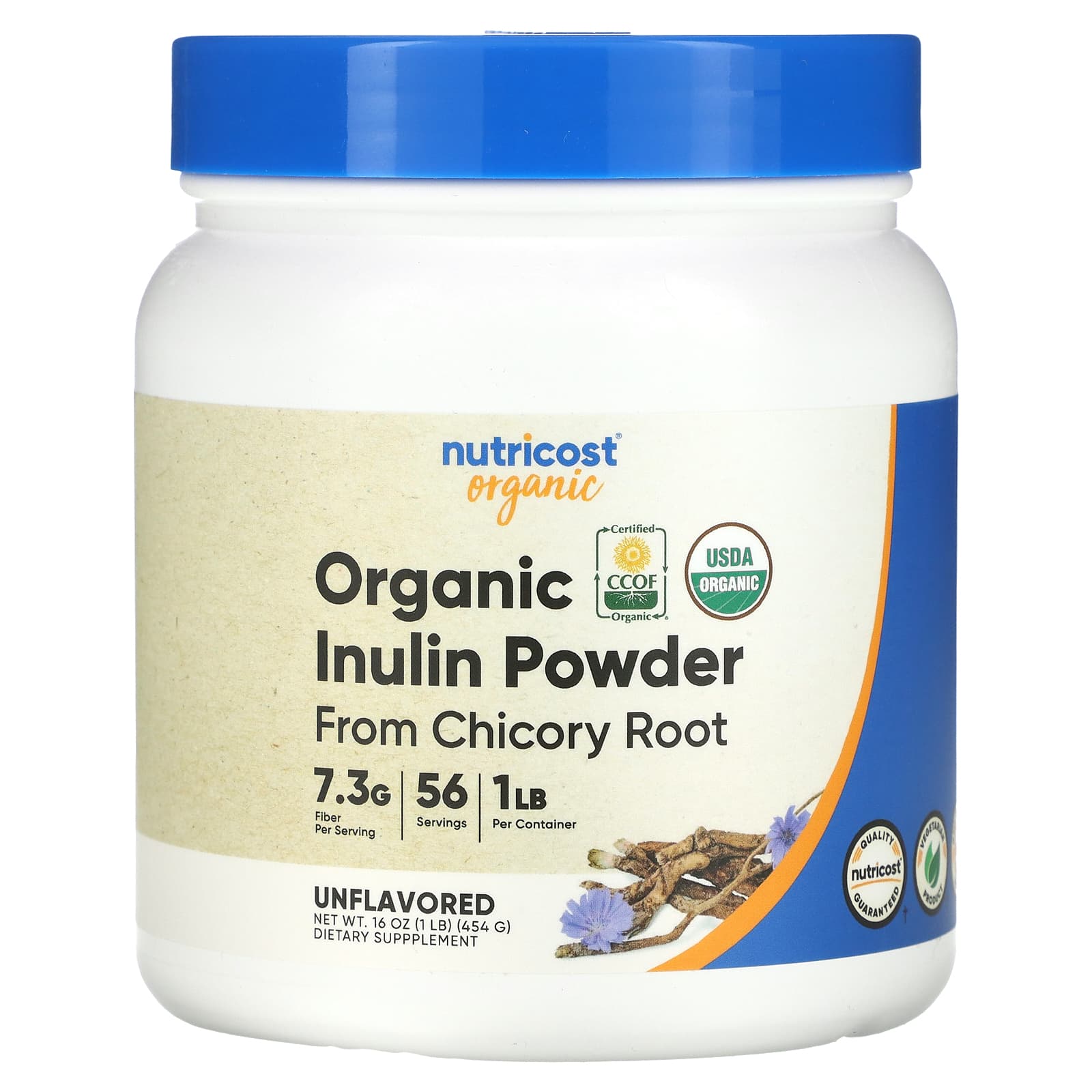 Nutricost Organic Inulin Powder Unflavored 16 Oz 454 G