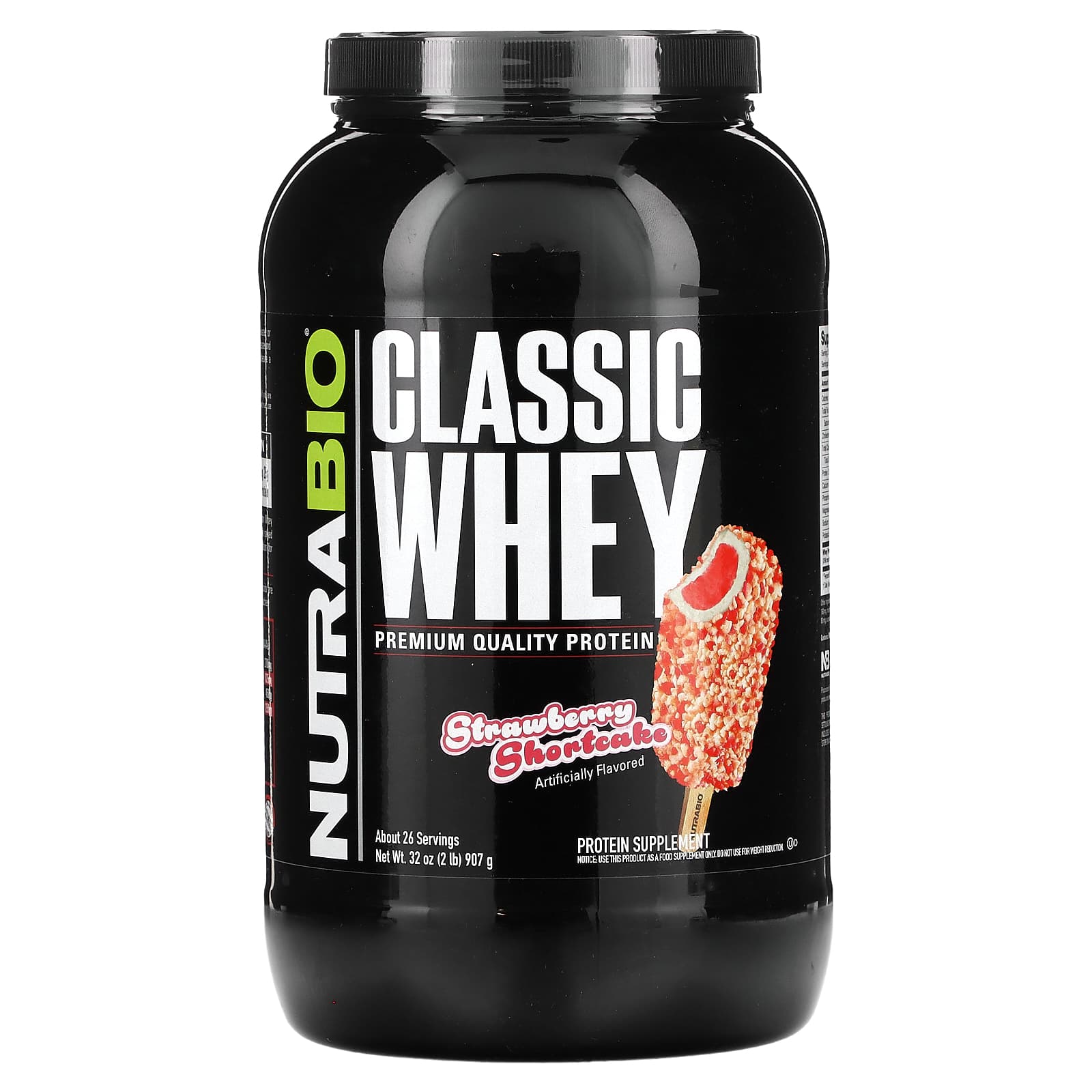 NutraBio Classic Whey Protein Strawberry Shortcake 2 Lb 907 G