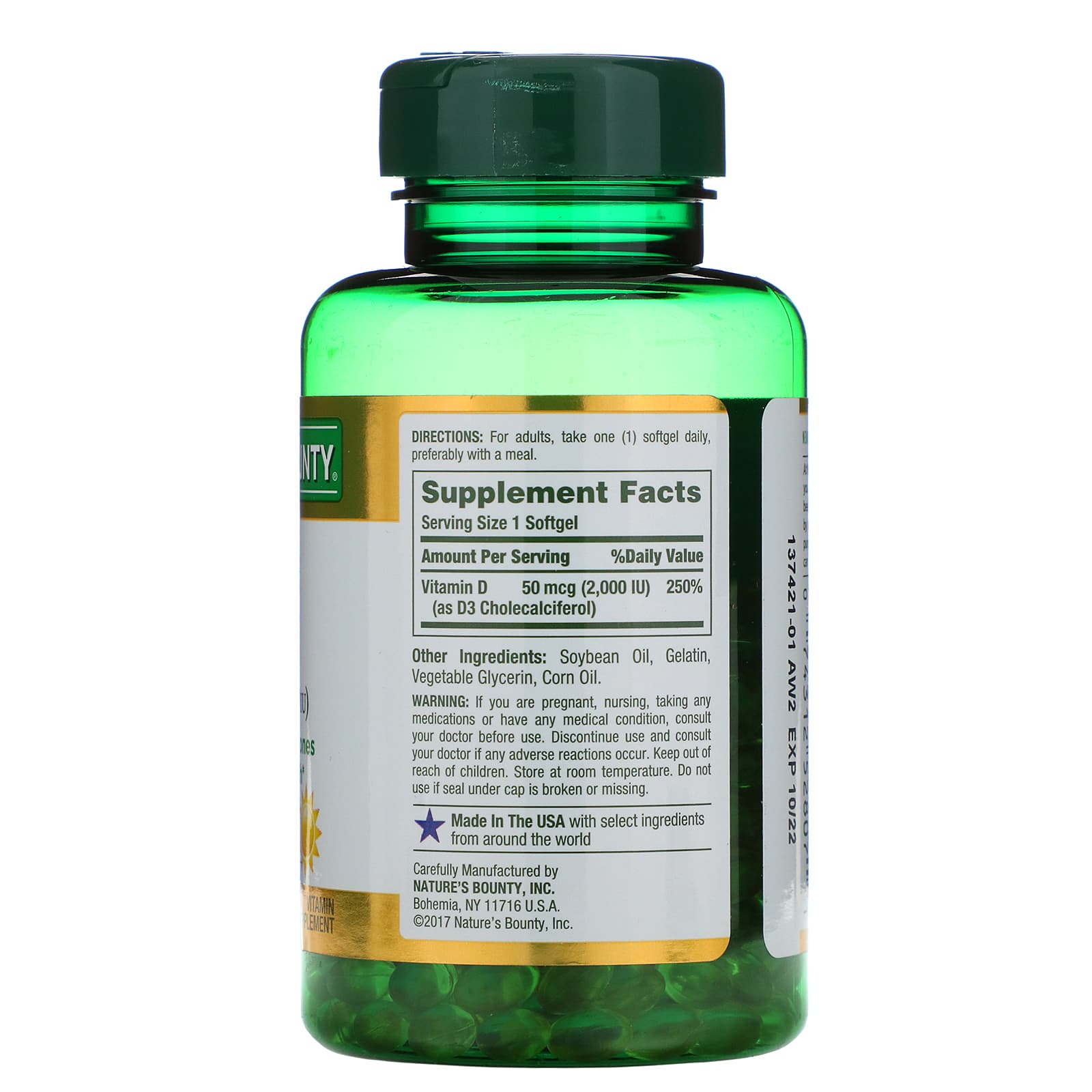 Nature S Bounty D3 50 Mcg 2 000 IU 350 Rapid Release Softgels