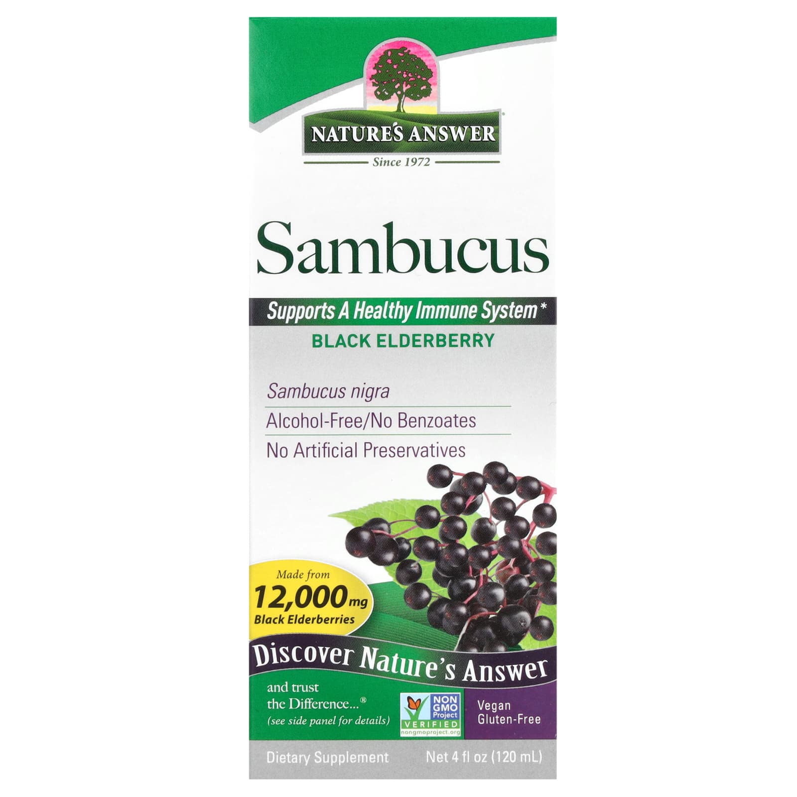 Nature S Answer Sambucus Black Elderberry Alcohol Free Mg