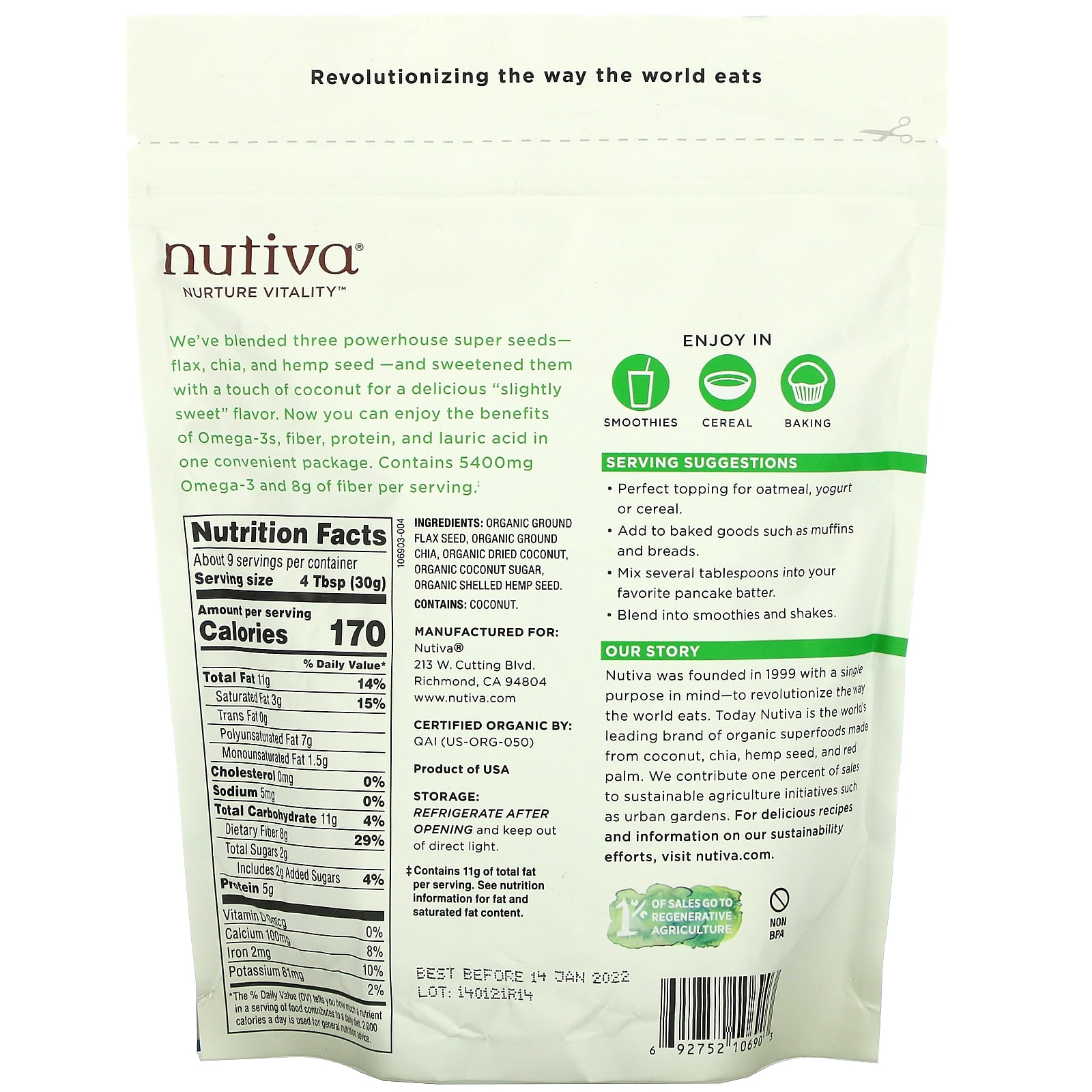 Nutiva Organic Superseed Blend With Coconut Oz G