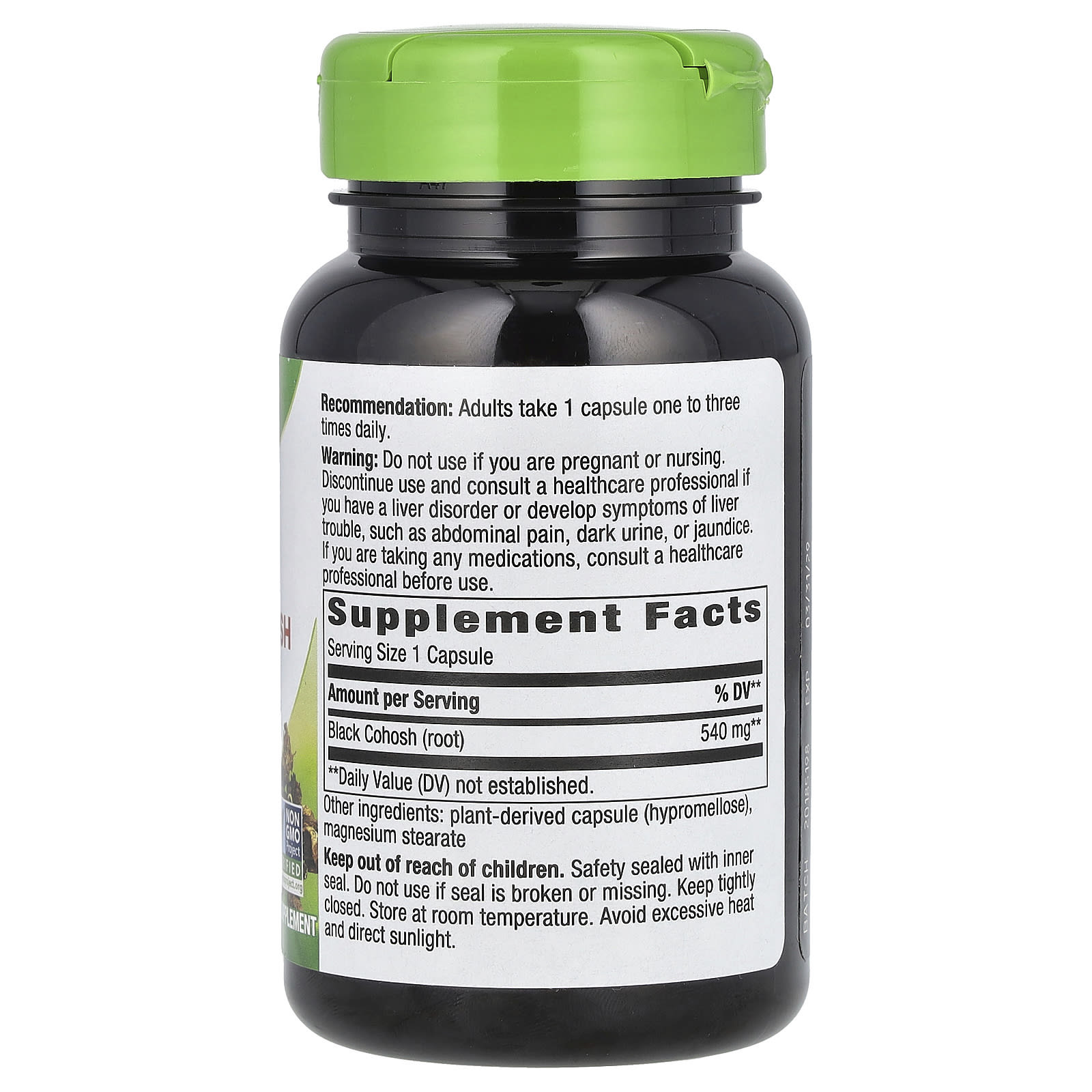 Nature S Way Black Cohosh Root 540 Mg 100 Vegan Capsules