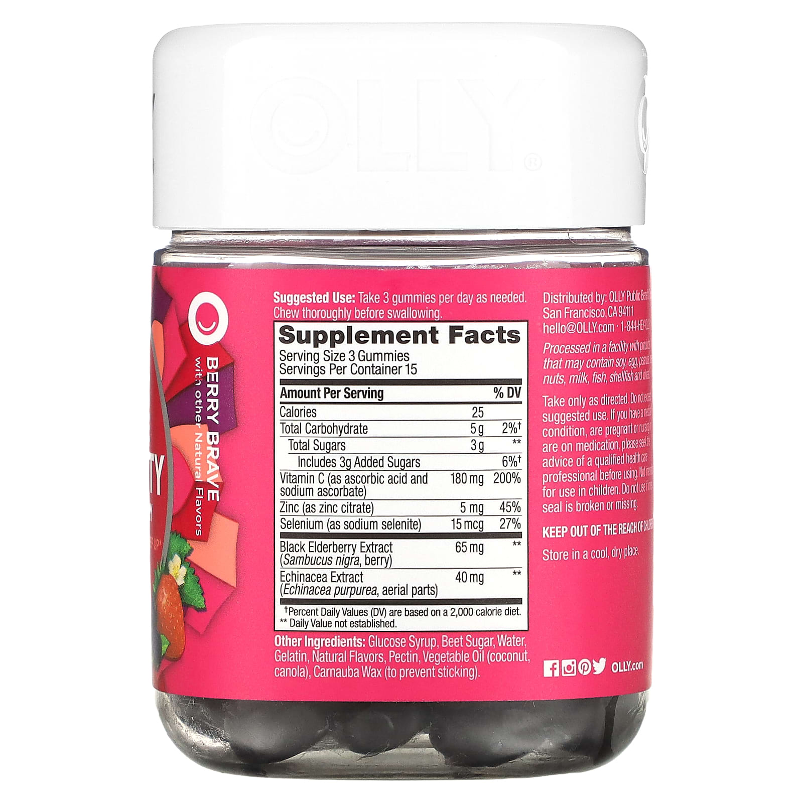 OLLY Active Immunity Elderberry Berry Brave 45 Gummies