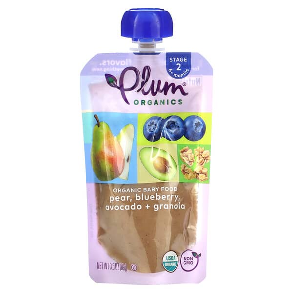 Plum Organics Organic Baby Food 6 Months Pear Blueberry Avocado