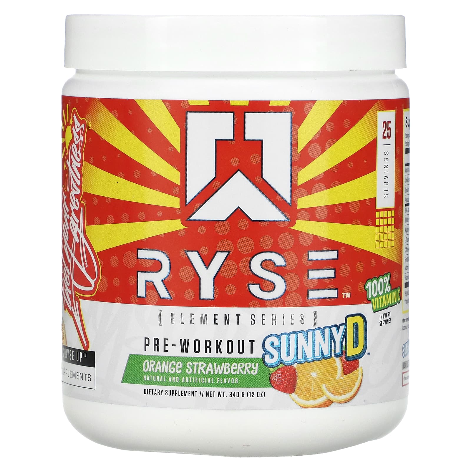 RYSE Element Series Pre Workout Sunny D Orange Strawberry 12 Oz