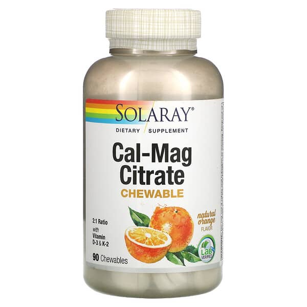 Solaray Cal Mag Citrate With Vitamin D K Natural Orange Chewables