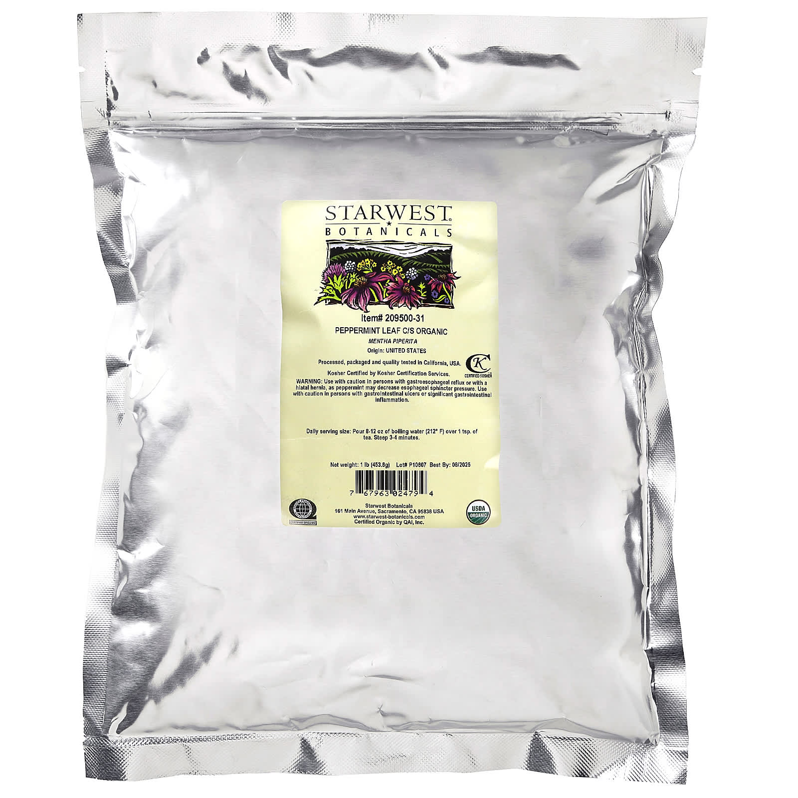 Starwest Botanicals Organic Peppermint Leaf C S Lb G