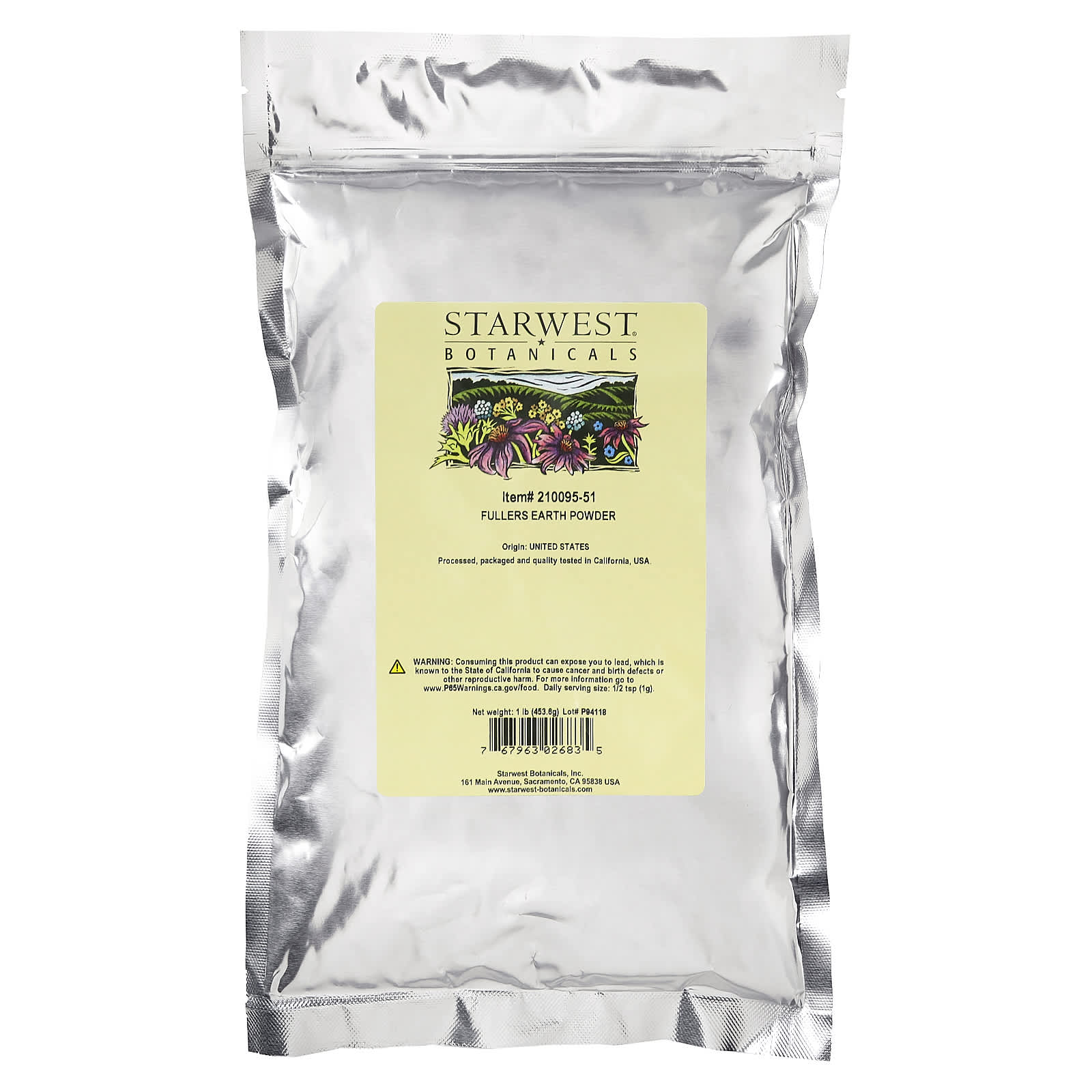 Starwest Botanicals Fullers Earth Powder Lb G