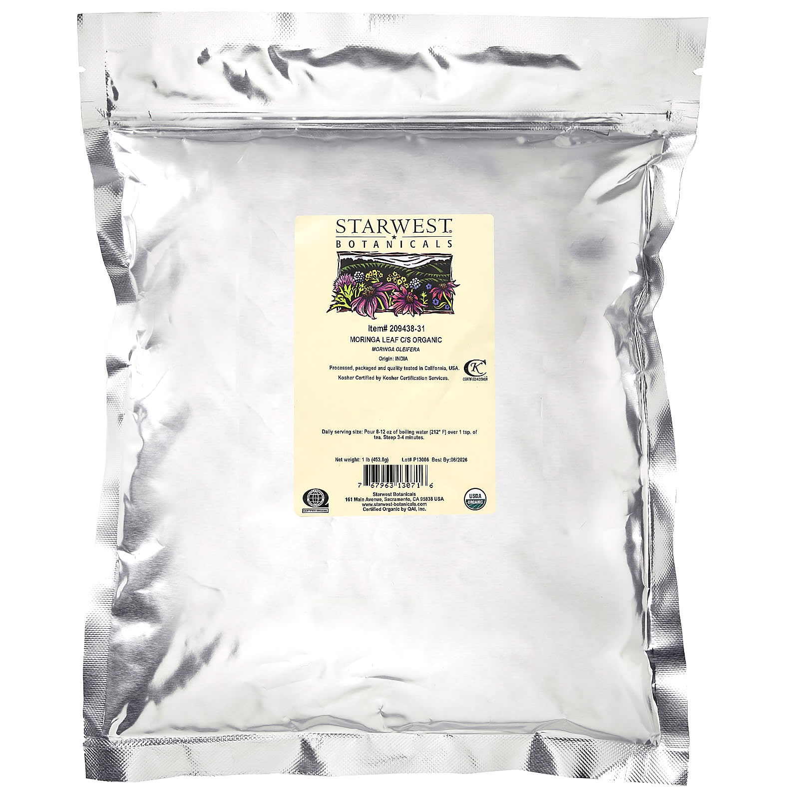 Starwest Botanicals Organic Moringa Leaf Cut And Sift Lb G