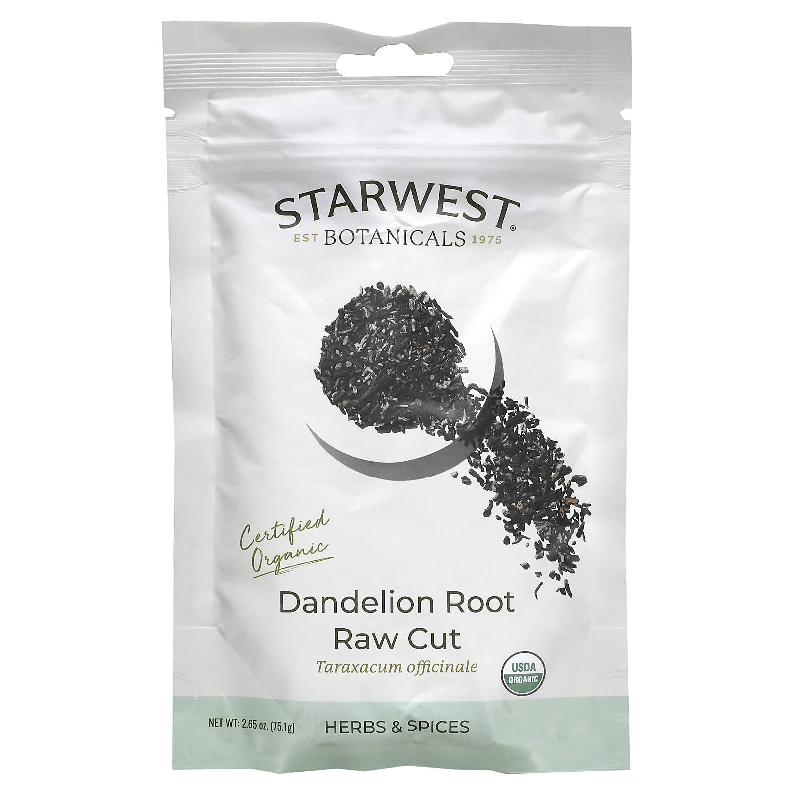 Starwest Botanicals Organic Dandelion Root Raw Cut 2 65 Oz 75 1 G