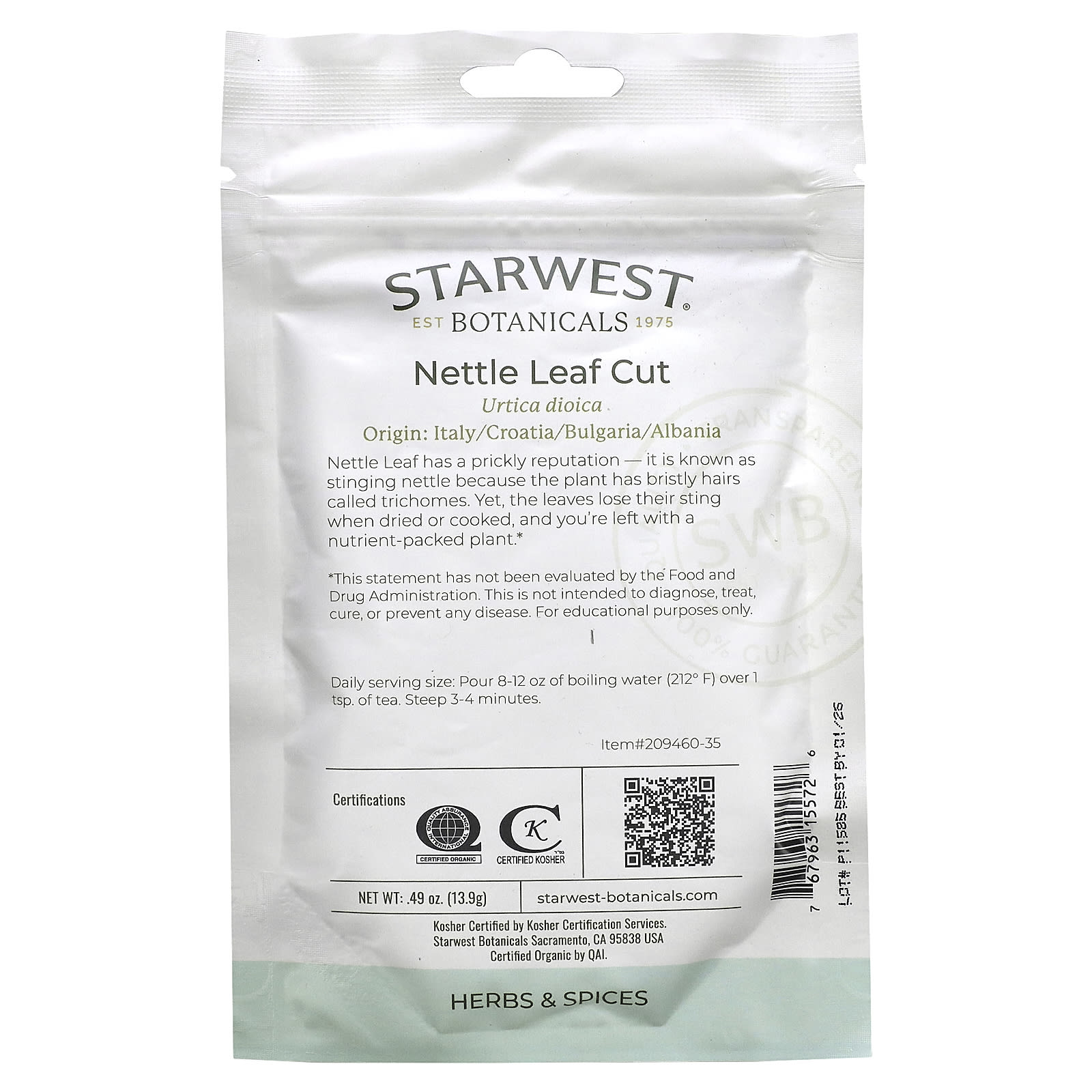 Starwest Botanicals Nettle Leaf Cut Oz G