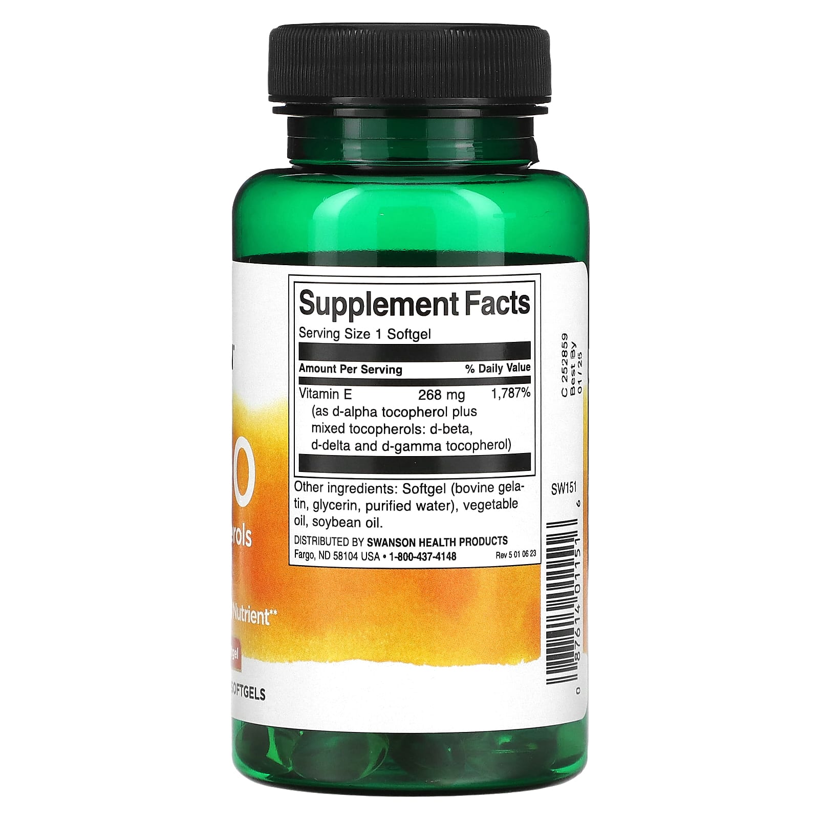 Swanson E 400 Mixed Tocopherols 400 IU 268 Mg 100 Softgels