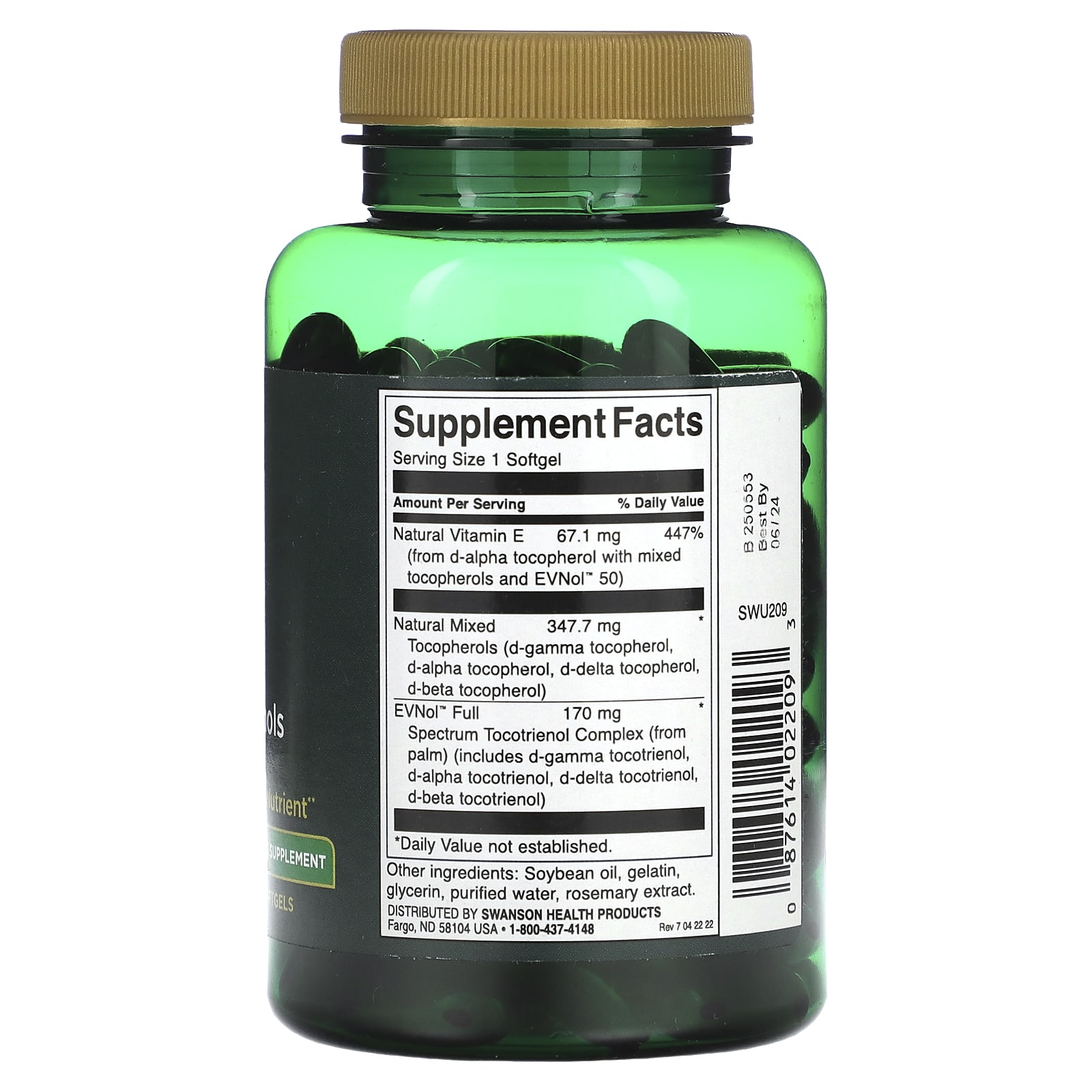 Swanson Full Spectrum Vitamin E With Tocotrienols Iu Softgels