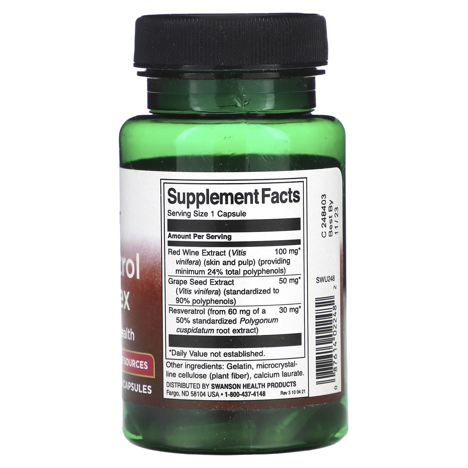 Swanson Resveratrol Complex Resveratrol Komplex 180 Mg 60 Kapseln