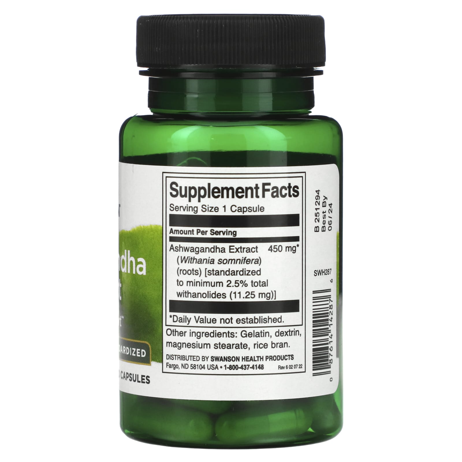 Swanson Ashwagandha Extract Standardized Mg Capsules