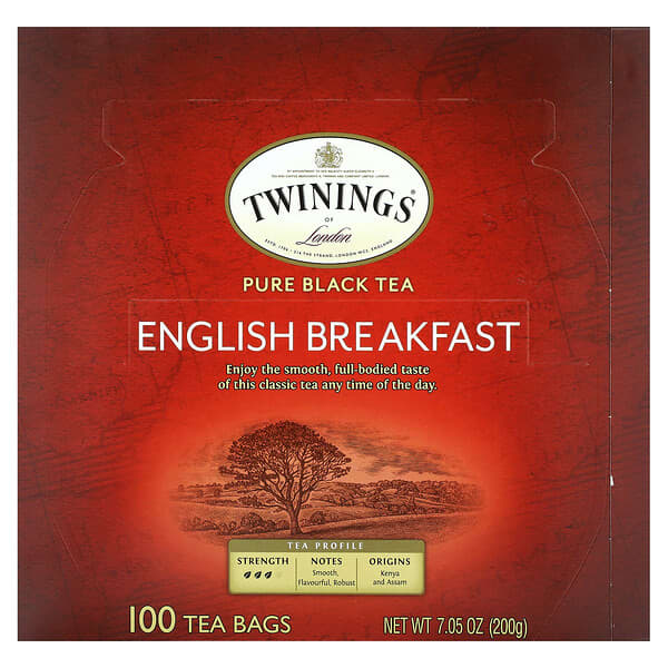 Twinings Pure Black Tea English Breakfast 100 Tea Bags 7 05 Oz 200 G