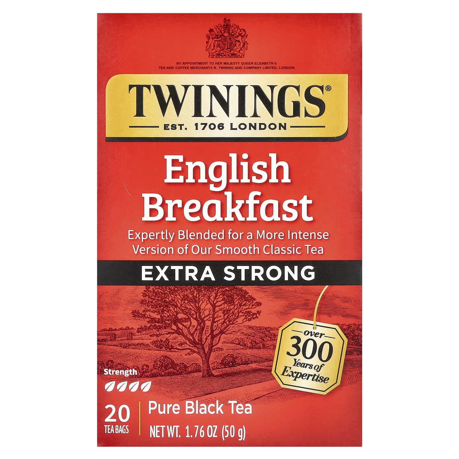 Twinings Pure Black Tea English Breakfast Extra Strong Tea Bags