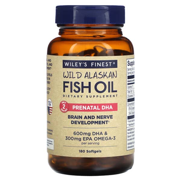 Wiley S Finest Wild Alaskan Fish Oil Prenatal DHA 180 Softgels