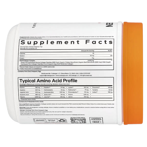 Codeage, Multi Collagen Peptides Powder, Unflavored, 20 oz (567 g)
