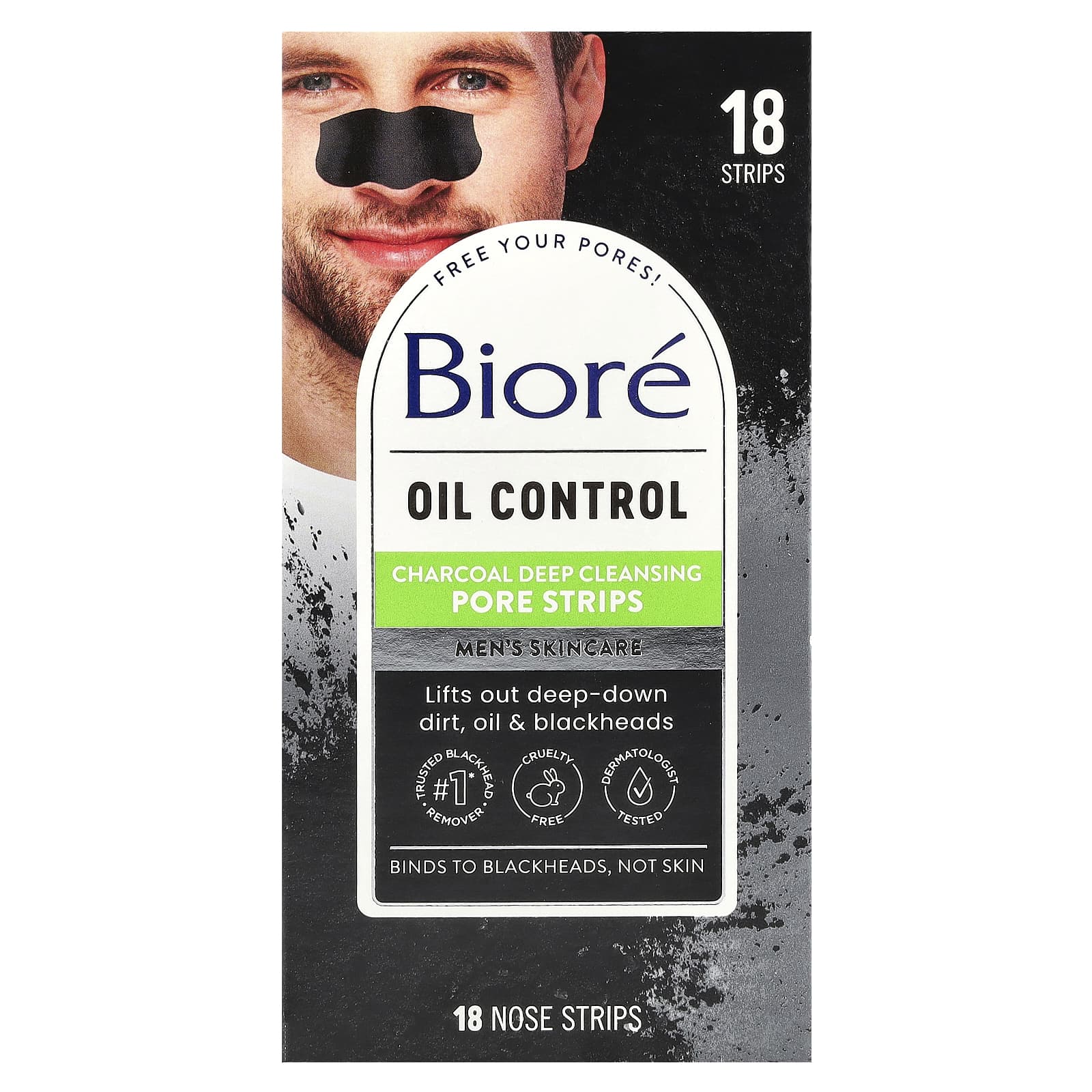 Men's Deep Cleansing Charcoal Pore Strips - 18 ct Nose product package