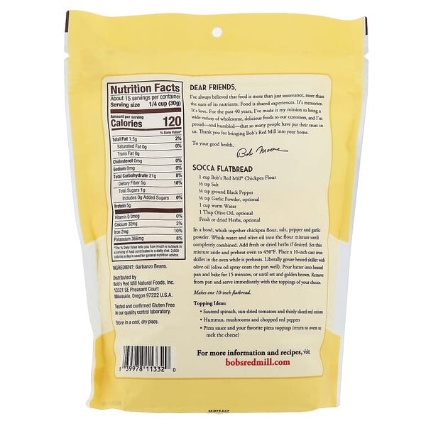 Bob's Red Mill, Gluten Free Chickpea Flour, 1 lb (454 g)