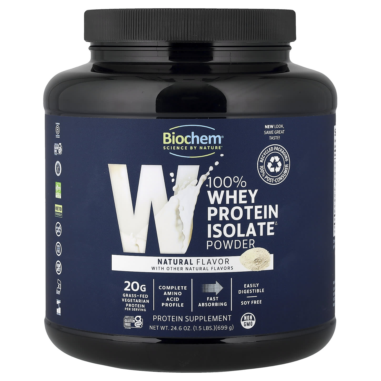 100% Whey Protein Isolate Powder, Natural, 1.5 lbs (699 g)