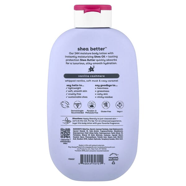 EOS, Shea Better™, 24H Moisture Body Lotion, Vanilla Cashmere , 16 fl oz (473 ml)