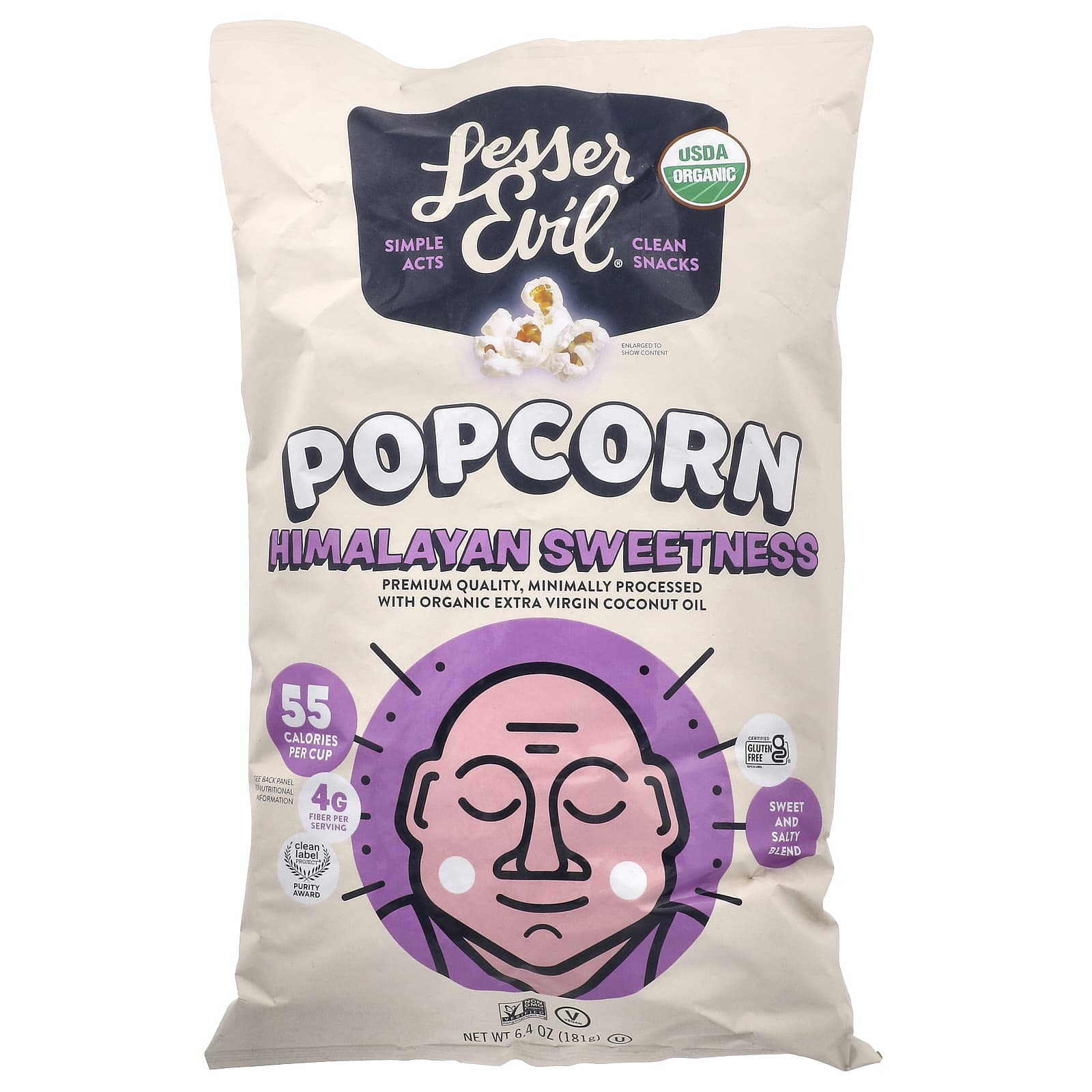 LesserEvil Himalayan Sweetness Organic Popcorn, 6.4 oz