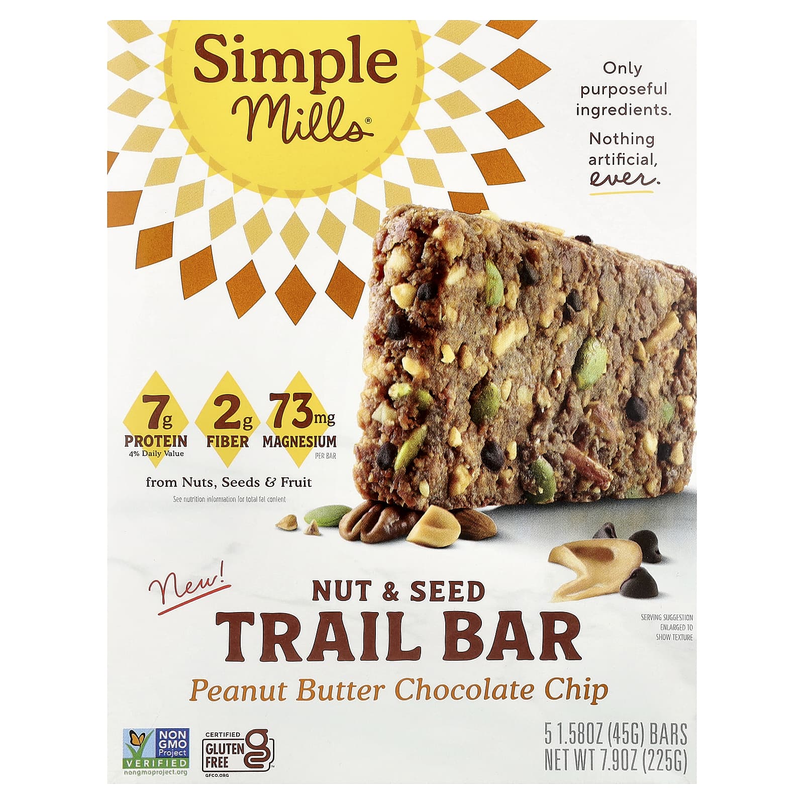 Simple Mills Simple Mills Peanut Butter Chocolate Chip Nut & Seed Trail Bars — product image