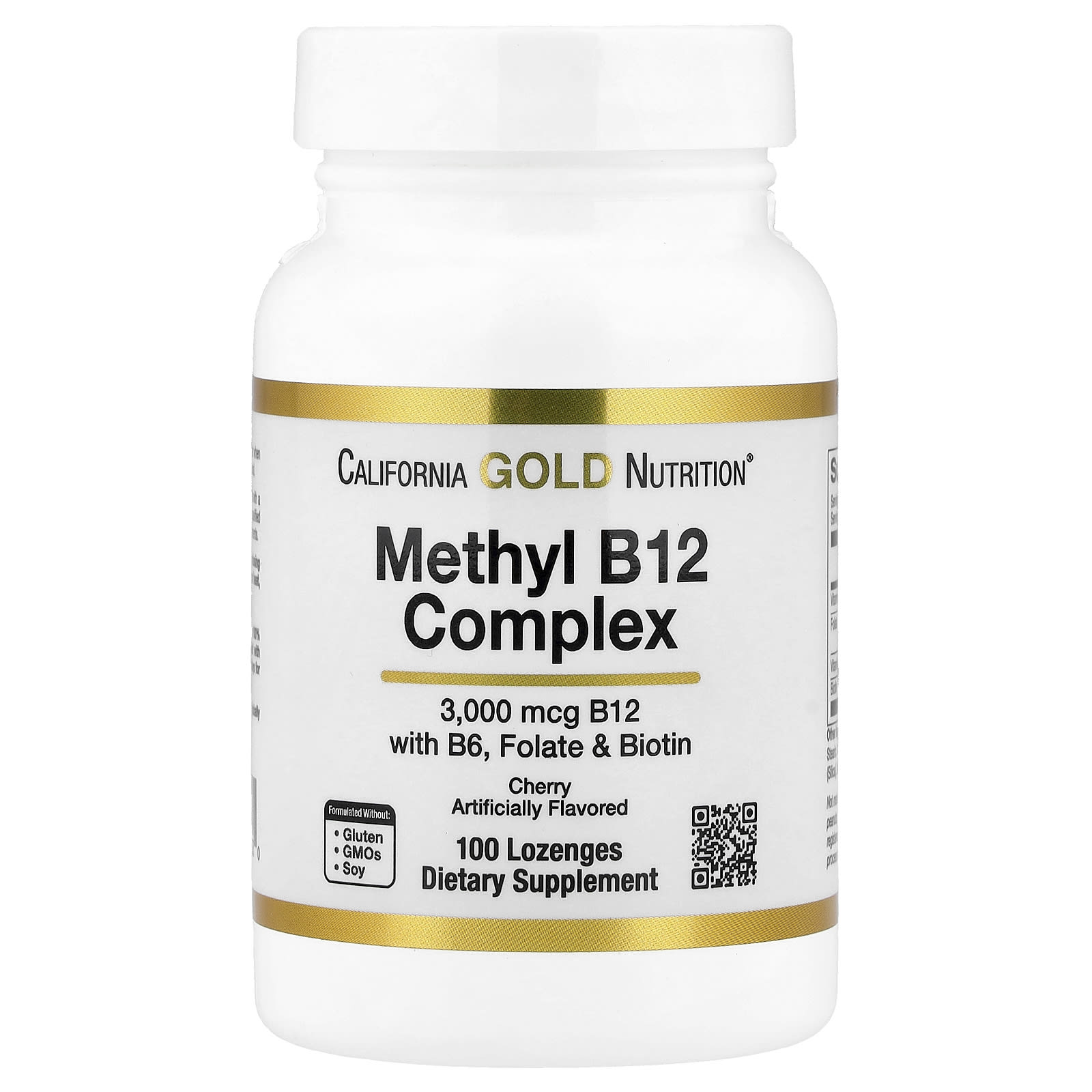 California Gold Nutrition, Methyl B12 Complex, вишня, 100 пастилок