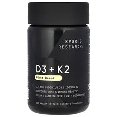 Sports Research, D3 + K2 Plant-Based, 120 мягких капсул