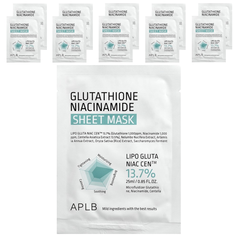 Mascarilla de belleza en lámina con glutatión y niacinamida, 10 láminas, 25 ml (0,85 oz
