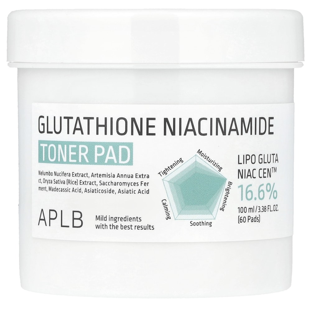Glutathione Niacinamide Toner Pad, Gesichtswasser-Pad mit Glutathion und Niacinamid, 60 Pads, 100 ml (3,38